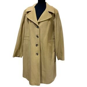 Anne Klein 22W Plus Camel Wool Cashmere Blend Single Breasted Tan Walker Coat